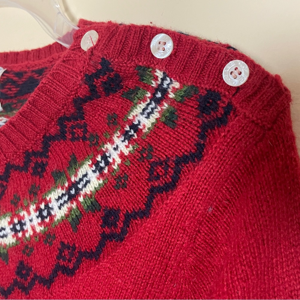 Vintage Ralph Lauren Polo Jeans Sweater Women's Large Red Fair Isle Angora Blend - Picture 4 of 10